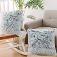 thumbnail image 5 of Luxury Soft Faux Fur Fleece Cushion Cover Pillowcase Decorative Throw Pillows Covers. No Pillow Insert. 18" x 18" Inch. Grey Ombre. 2 Pack, 5 of 5