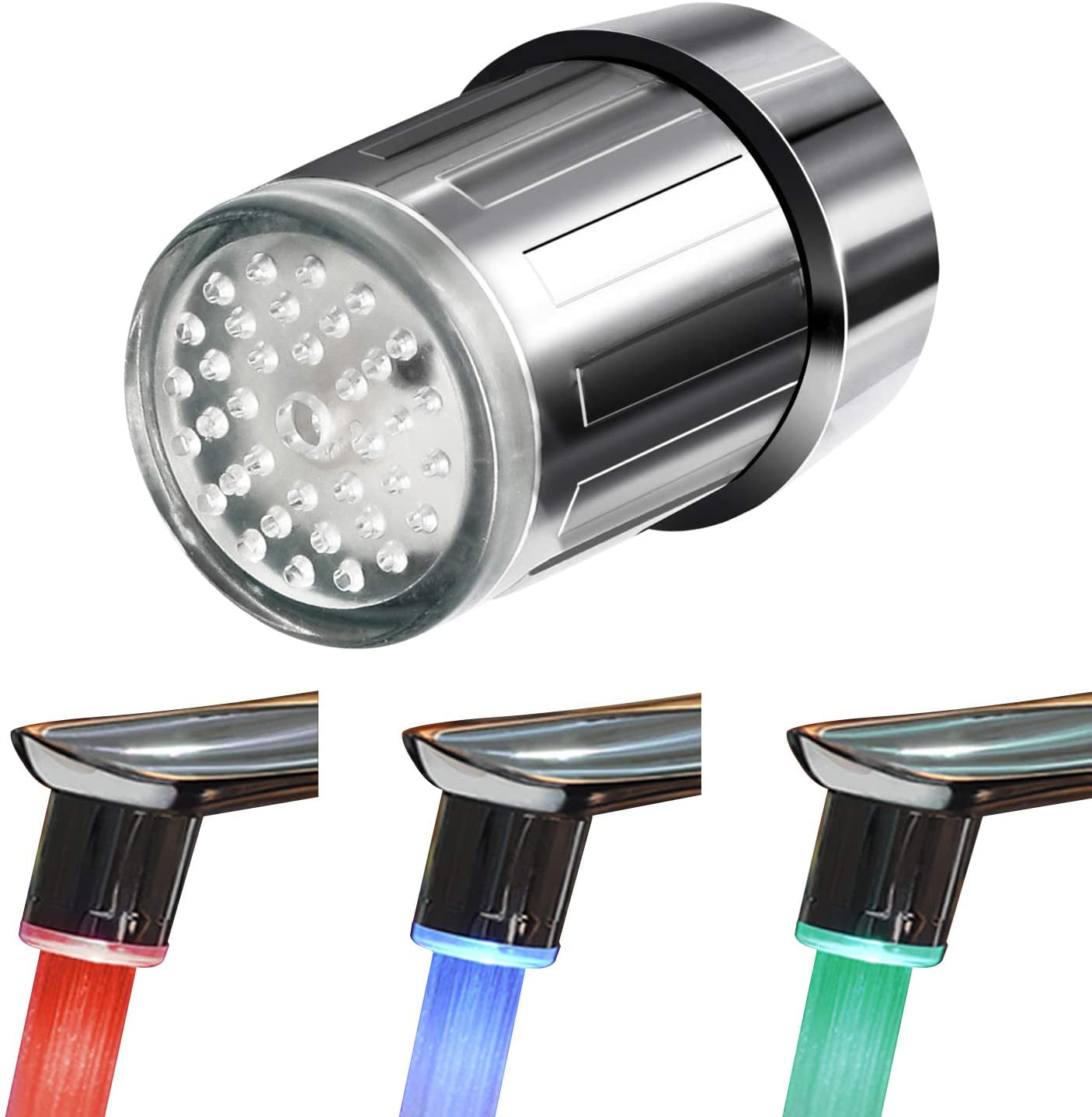 7 Color Changing Temperature Sensor LED Light Tap Glow Water Faucet Stream US 1X