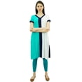 thumbnail image 6 of Bimba Straight Kurti With Contrast Pannel Pattern Rayon Casual Tunic With Pockets, 6 of 9