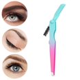 thumbnail image 1 of Pinzas para cejas Cepillo para cejas Pinzas para recortar cejas con punta plana Resistente al óxido verde rosa, 1 of 8