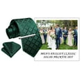 thumbnail image 4 of Men's Plaid Neckties, Green Ties for Mens Pocket Square Clip Sets Business Formal Wedding Tie 3pcs, 4 of 8