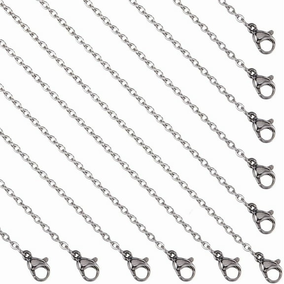 20 Pack 24 Inch/ 0.6m 2mm 304 Stainless Steel Silver Necklace Chains Bulk Necklace Making Chain Metal Lobster Claw Cable Chains for Jewelry Making Supplies Women Adult DIY Craft 1box
