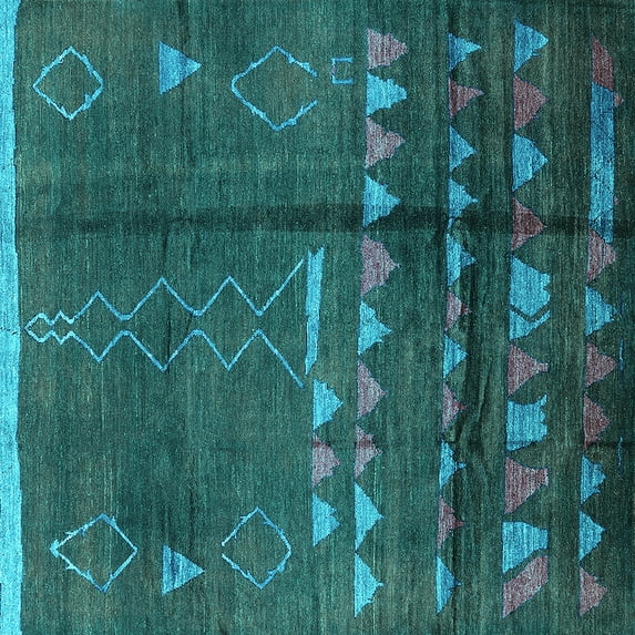 Ahgly Company Indoor Square Solid Turquoise Blue Modern Area Rugs, 7' Square