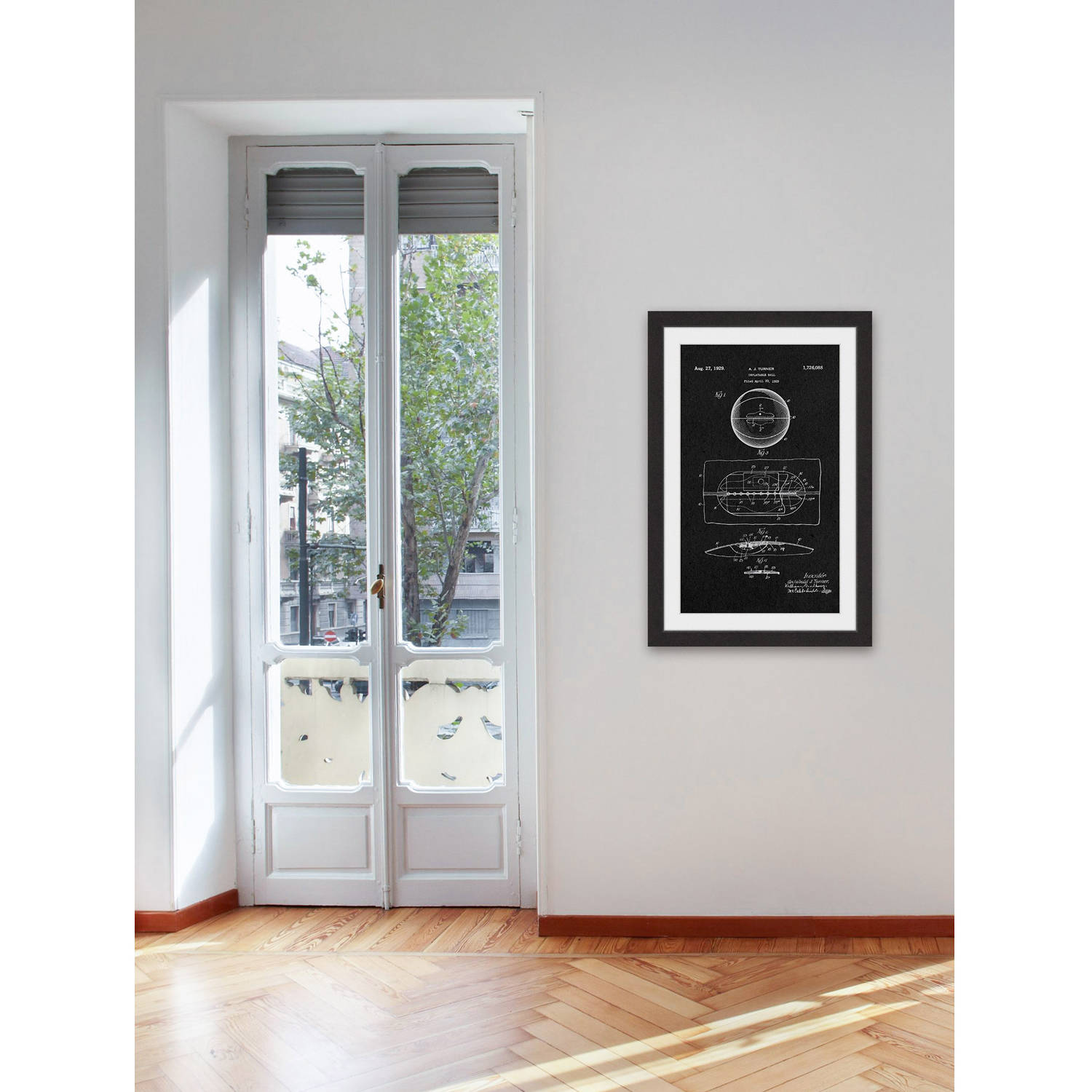 "Basketball 1925 Black Paper" Framed Painting Print