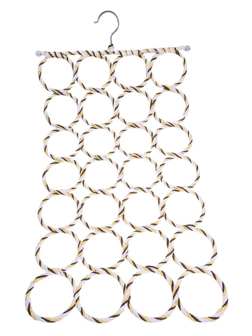 28-Hole Foldable Hook Scarf Wraps Shawl Storage Hanger Organizer Multicolour Ring Rope Slots Holder 