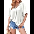 thumbnail image 2 of Camisas de Corta con Cuello en V para Mujer, Blusas Informales de Negocios, Blusas de Trabajo Holgadas L, 2 of 7