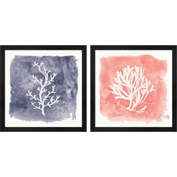 Great Art Now Water Coral Cove by Lisa Audit, 2 Piece Framed Art Set Each 13"W x 13"H