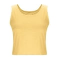 thumbnail image 4 of Cotton Linen Crop Tops Womens Loose Fit Crewneck Sleeveless Tank Top Workout Casual Summer Tee Solid Color (XL, Yellow), 4 of 7