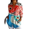 thumbnail image 4 of Womens Long Sleeve Shirts Summer Floral Print Button Down Lapel Collared Dressy Casual Spring Tops Business Blouses, 4 of 4