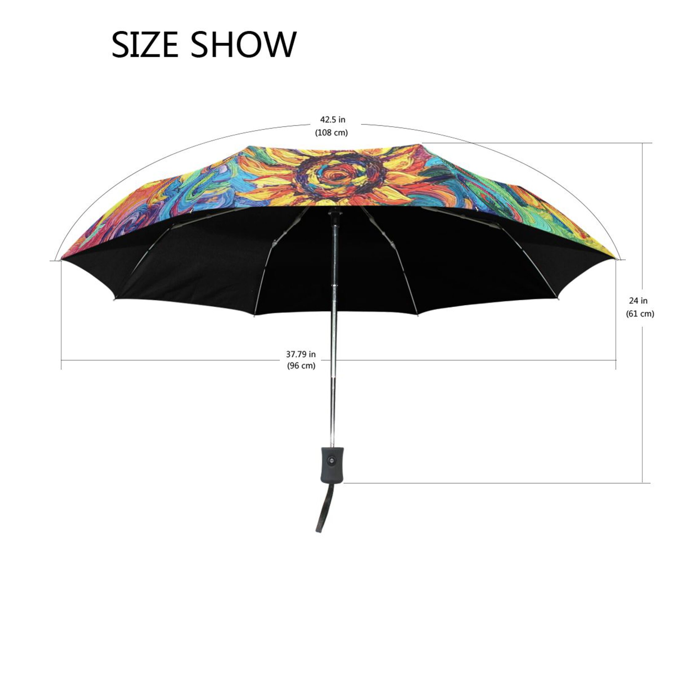 BZSMCE One-Touch Auto Open Close Rain Umbrella With Creative Vibrant Sunflowers in Bloom Pattern