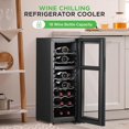 thumbnail image 2 of NutriChef PKCWCDS182 18 Bottle Fridge | Dual Zone Chiller | Adjustable Temperature 41°F to 64°F | Ultra Quiet Operation | Wine Cooler for Home, & Office | Free Standing 32x11x26 in (Black), 2 of 5