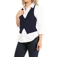 thumbnail image 5 of Women's Casual Button Down Racerback Belt Slim Tuxedo Suit Vest Top S-3XL (Pack of 2), 5 of 6