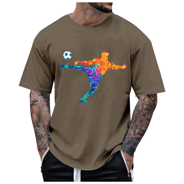 LUOGENLI T-shirts pour Hommes T-shirts d'Été pour Hommes Rue Extérieure Manches Courtes Col Rond t-Shirt Manches Courtes Football Tir Violent 4xlt T-shirts Graphiques pour Hommes T-shirts Jour de la Saint-Patrick Café TTTG