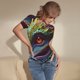 thumbnail image 3 of Fotbe Colorful Dragon Head Profile Body de Mujer con Cuello Redondo y Mangas Cortas, Sin Mangas Ajustado, Suave, Cómodo y Básico-Small, 3 of 7