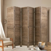 Dkelincs 6 Panel Wood Room Divider Folding Privacy Screen 5.75 Ft Freestanding Partition Wall Divider, Brown