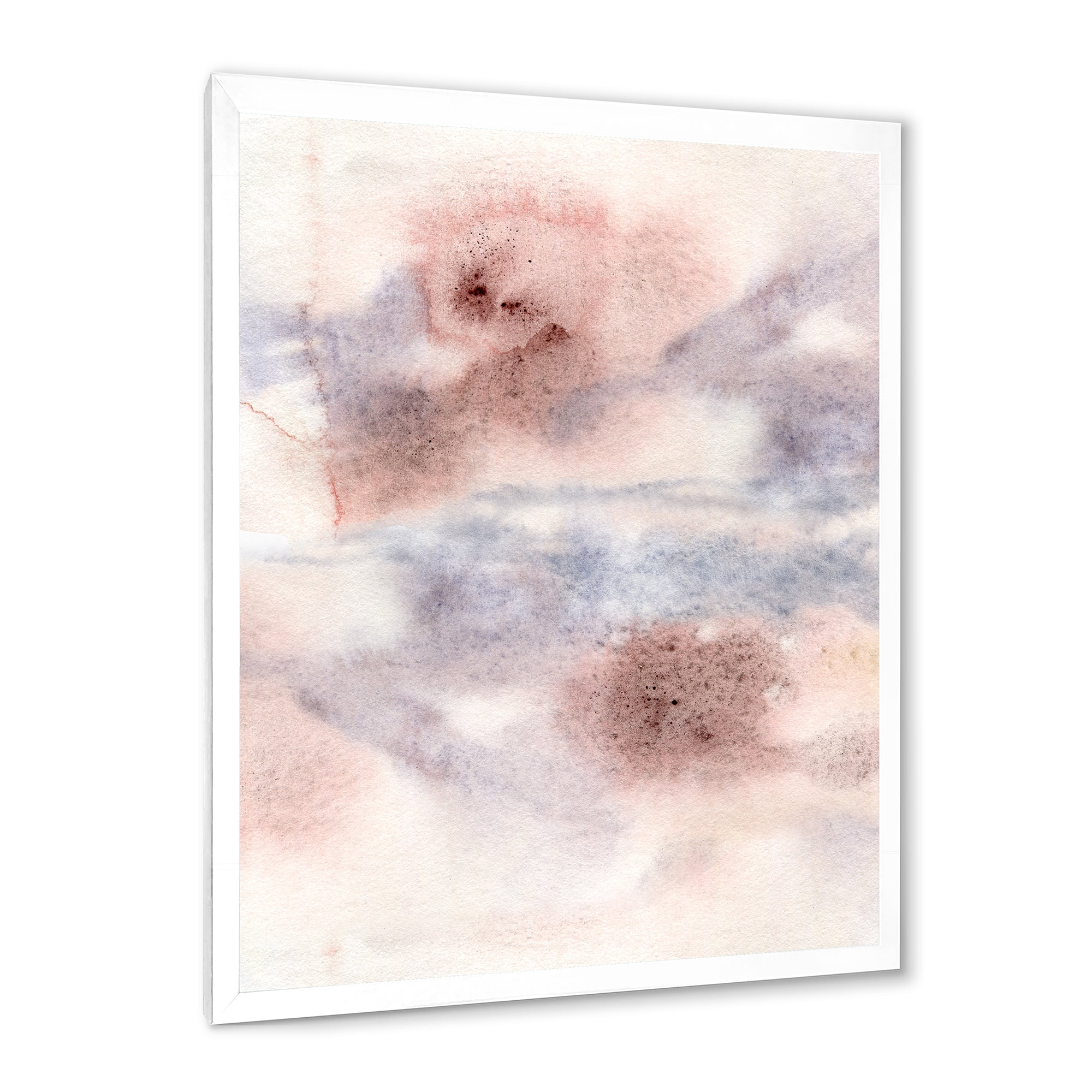 Designart 'Pastel Abstract With Gray Blue Pink and Red Spots' Modern Framed Art Print