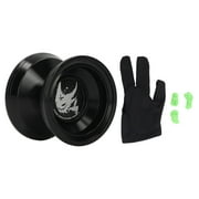 Kids Yoyo Ball Unresponsive Bearing Stable Rotation Alloy Yoyo Toy with Glove Rope for Children Glossy Black