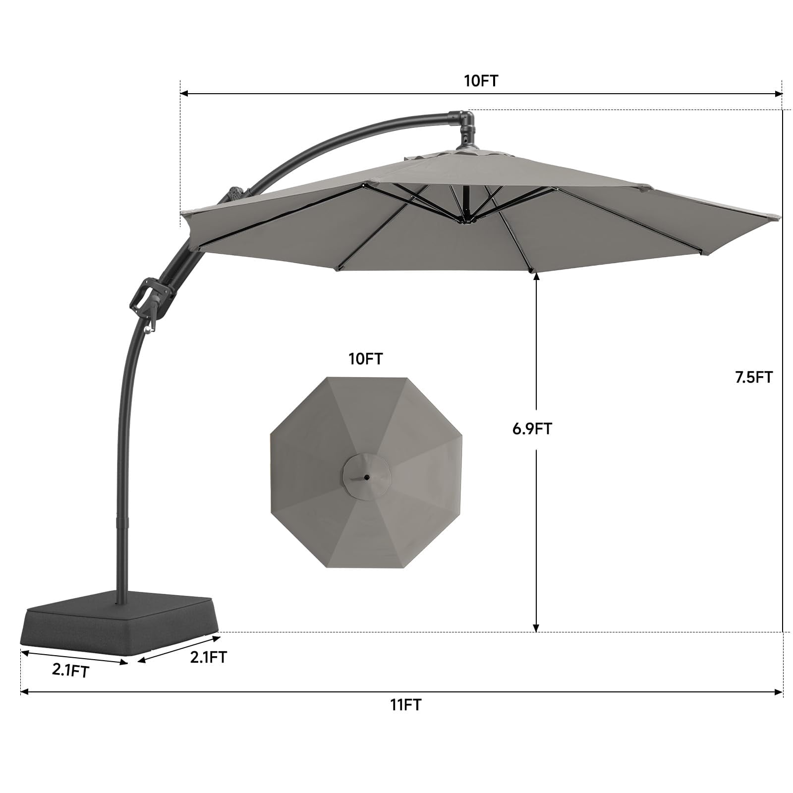 ONBRILL Outdoor Patio Umbrella with Base, 240G/M2 fabric, 10 FT Sun Shade Umbrella for Deck, Pool