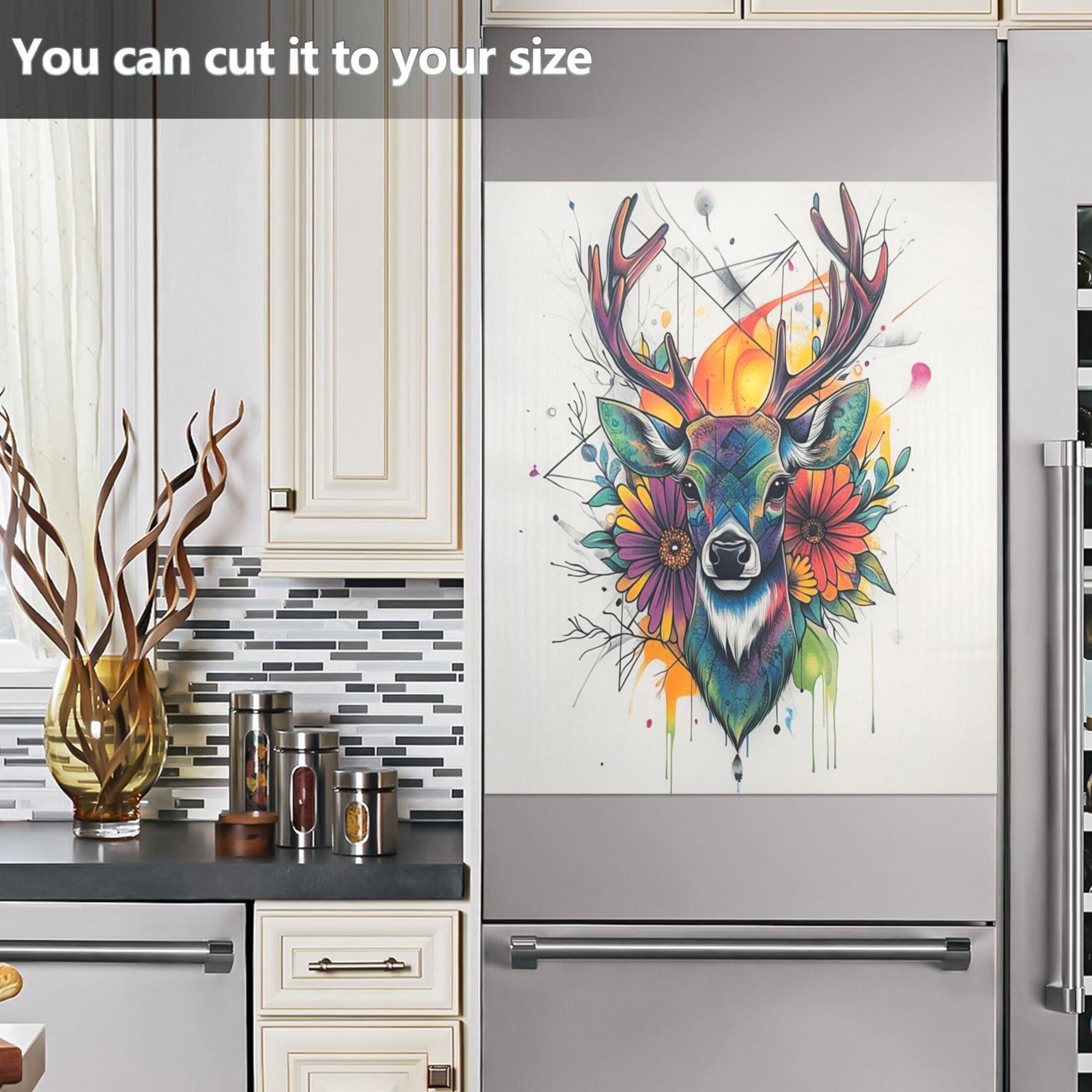 Dishwasher Magnetic Sticker 23x26 Inch Refrigerator Magnetic Sticker Washing Machine Magnetic Sticker Kitchen Panel Magnetic Sticker Home Decor Cartoon Color Deer