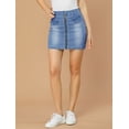 thumbnail image 2 of DARING DIVA Women's Denim Stretchy Zipper Front Bodycon Jean Skirt M Blue, 2 of 7