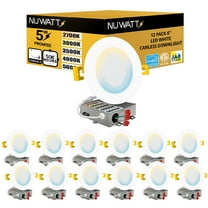 NUWATT 12 Pack, 6 Inch Ultra-Thin LED Recessed Lighting, CCT 2700K/3000K/3500K/4000K/5000K Selectable, 1050LM 15W, Dimmable, IC Rated, Wet Rated, Canless Can Light for Ceiling with Junction Box