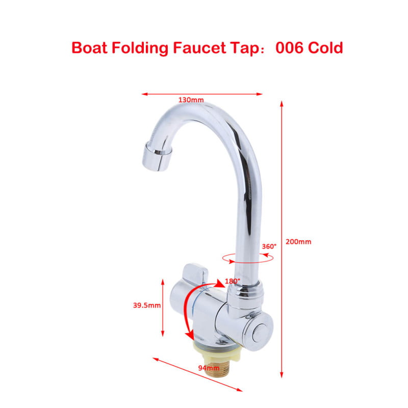 Marine Kitchen Sink Single Lever Cold Water Faucet Tap 360° Rotating #006