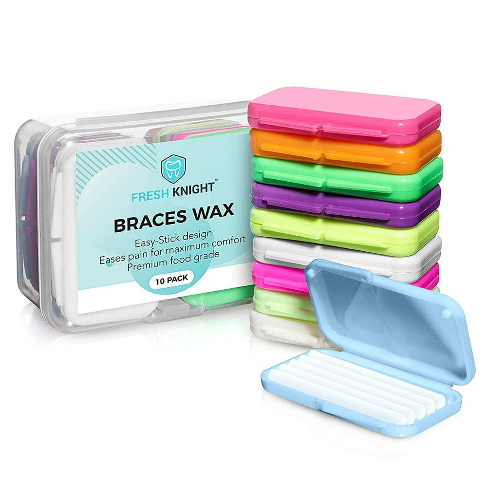 Braces Wax,10 Pack Bright & Fun Colors. Dental Wax for Braces