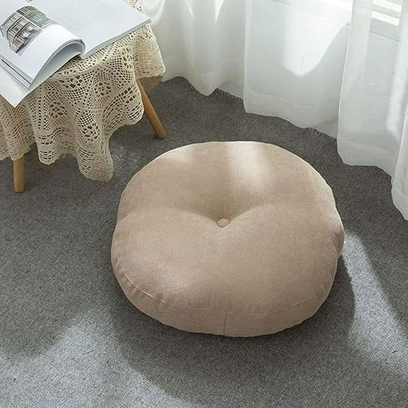 Zhuge Round Solid Floor Seat Pillows Cushions Soft Comfy Thicken Chair Pad Tatami for Meditation, Yoga, Living Room, Balcony ,Khaki, 18"x18"