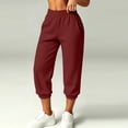 thumbnail image 5 of Inverlee Women's Elastic High Waist Cropped Cuffed Jogger Sweatpants Dual Side Slant Pockets Lightweight Loungewear Trousers Wine (S-XXL), 5 of 8