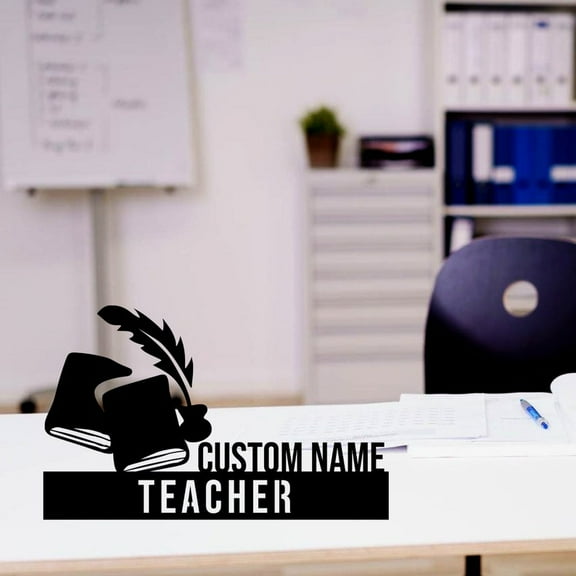 Handmadetneonsign Teacher Metal Nameplate, Teacher Desk Nameplate, Teacher Desk Name Plate Decor