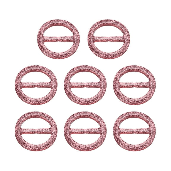 8Pack Plastic Tee Shirt Clips, 25mm Round Bling Resin Scarf Ring Buckle (Pink)