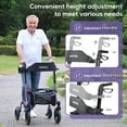 thumbnail image 4 of COSYWILL Walker with Seat,Foldable Rollator Walker,10" Wheels,Height Adjustable,Removable Back Support, 300 lbs,Purple, 4 of 9