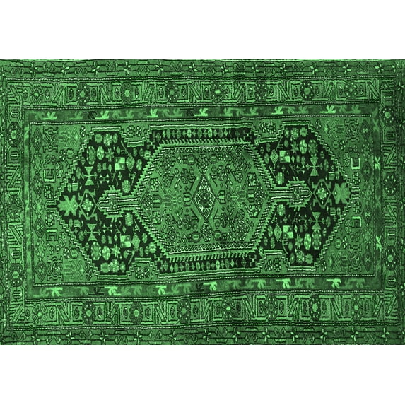 Ahgly Company Indoor Rectangle Persian Emerald Green Traditional Area Rugs, 3' x 5'