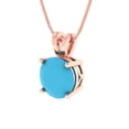 thumbnail image 2 of Clara Pucci 18K Rose Solid Hypoallergenic Gold 2.5Ct Turquoise Round Brilliant Cut Solitaire Designer Necklace Pendant For December, 2 of 7