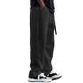 thumbnail image 3 of Uwinwear Men's Track Sweatpants, Open Bottom Elastic Waist Casual Workout Pants Elastic Drawstring Long Pants Casual Loose Fit Trousers,Black,M, 3 of 4
