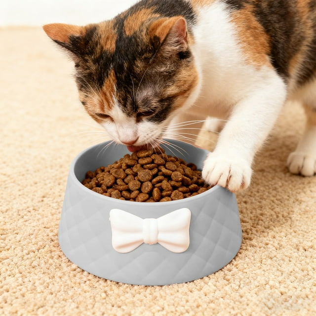 Large Cat Bowl 7-Inch Elevated Pet Dish | 250ml Capacity | Anti-Tip Design