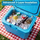 Barara King Insulated Portable Hard Shell Cooler Ice Chest with 2 Built-in Cup Holders for Outdoor Camping Beach Picnic and Road Trip, Blue