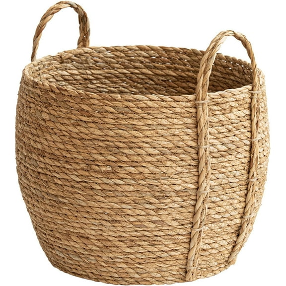 Christmas 1pcs Woven Planter Basket, Flower Pot Cover Storage Basket with Sturdy Handles for Indoor Outdoor Plants & Living Room Floor Standing Storage-B