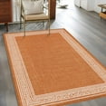 thumbnail image 4 of Orange Geometric 2.7x5 Area Rugs, White Greek Key Design Burlap Modern Art Non-Skid Rubber Backing Large Rectangle Rugs - Living Room Bedroom Home Office, Indoor Floor Mat Carpets Washable Rug, 4 of 9