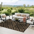 thumbnail image 2 of Funslane 8x10' Outdoor Rug, Reversible Plastic Patio Rugs with Storage Bag, Portable Modern Waterproof Outside Carpet for Camping, Balcony Deck Backyard, Black & Brown, 2 of 9