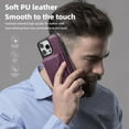 thumbnail image 4 of Wallet Case for iPhone 13 Pro Compatible with Mag-Safe for Men Women, Detachable Magnetic 2-in-1 PU Leather Wallet Phone Case Cover with Folio Card Slot Holder for iPhone 13 Pro, Purple, 4 of 10