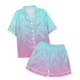 thumbnail image 7 of Kids Pajamas Set Silk Satin Gradient Short Sleeve Button-Down Shirts with Shorts Summer Pajamas for Girls 10-11 Girls Pajamas, 7 of 7