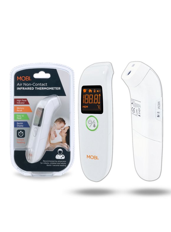 MOBI Air Non-Contact Forehead Thermometer w/ Integrated Distance Sensor, Smart Medication Reminder & Memory Recall