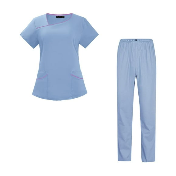Conjuntos de uniformes médicos para mujeres, con bolsillos, parte superior e inferior femenina, uniforme de enfermera para salón de M Fernando Uniforme de mujer