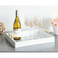 thumbnail image 5 of Kate and Laurel Caspen Rectangle Cut Out Pattern Decorative Tray with Gold Metal Handles, 16.5" x12.25", White and Gold, 5 of 5