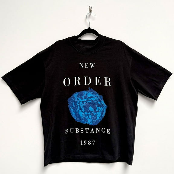 New Order Unisex Oversized Boxy T-Shirt Substance 1987 (Black)