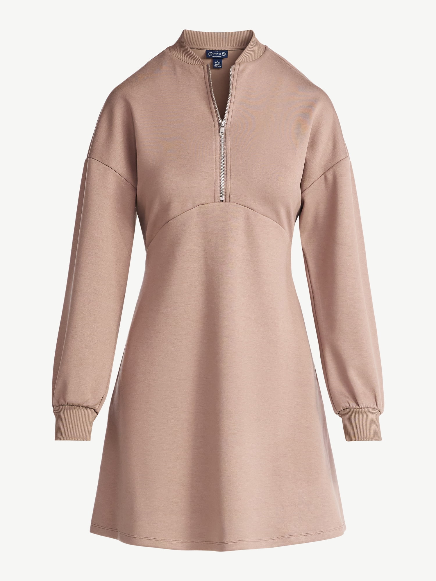 Scoop Women's and Women's Plus New Scubaknit Zip Front Mini Dress