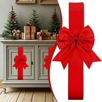78.8 Inch Large Christmas Cabinet Bow – Red Velvet Door Ribbon with Steel Wire for Kitchen, Furniture, Xmas Tree, Wall & Party Decorations