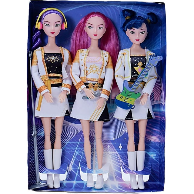 Muñeca de Vinilo Cazadores de Demonios - 30cm - Embalaje de Regalo Premium,Juguete Coleccionable para Fans (3 Piezas B)
