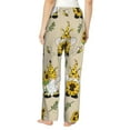 thumbnail image 3 of Uemuo Gnomes Bees And Sunflowers Pattern Women's Wide Leg Palazzo Lounge Pants with Pockets Light Weight Loose Comfy Casual Pajama Pants-Small, 3 of 9